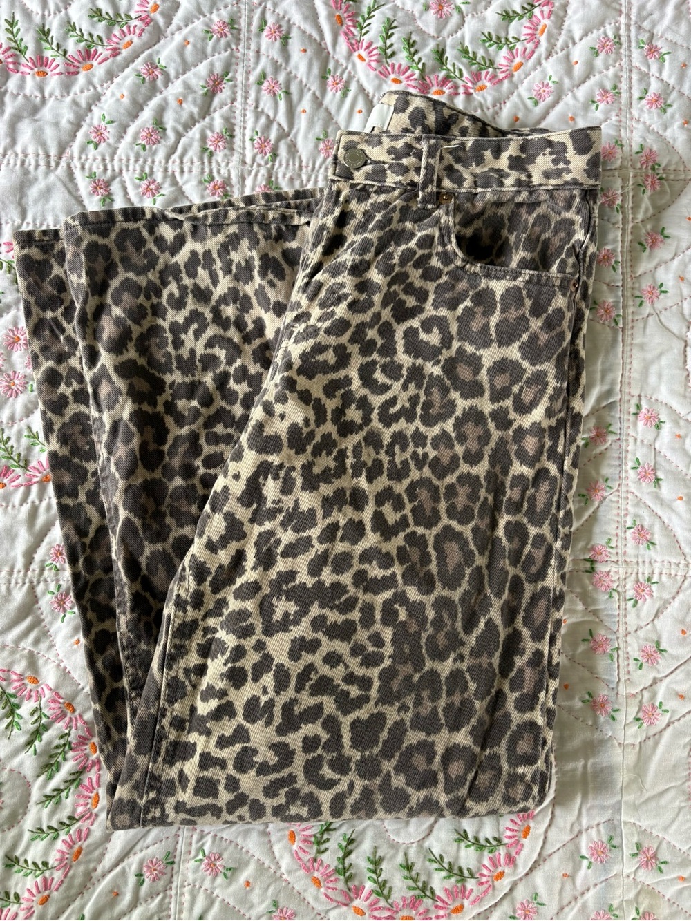 H&M Leopard Print Skinny Jeans - Brown/Black